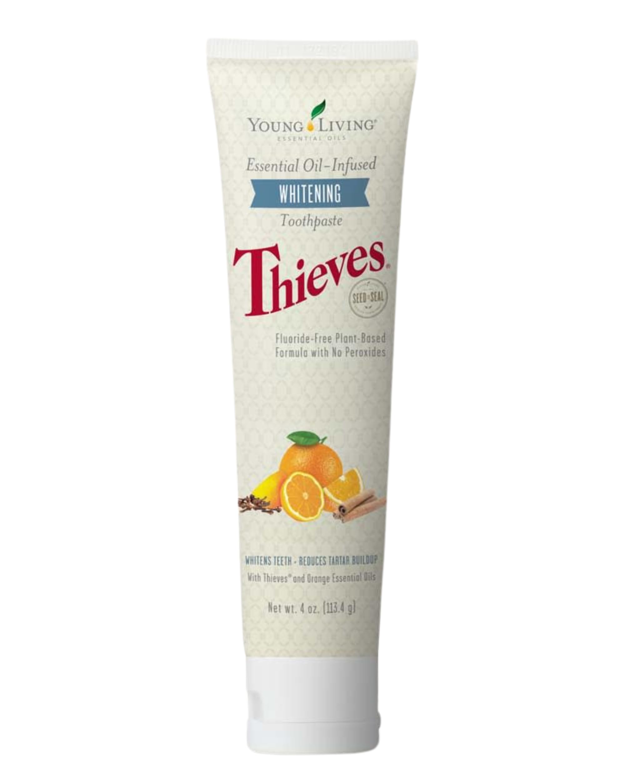 Front view of Young Living Thieves Whitening Toothpaste 4 oz tube