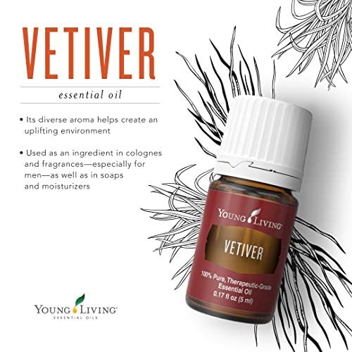 Young Living Vetiver bottle and cap shot conveys premium aroma experiences.