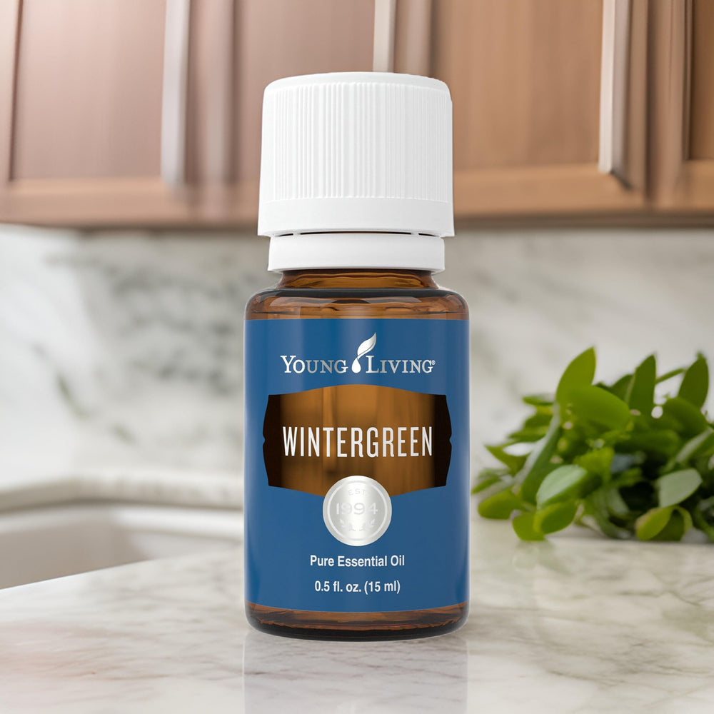 Packaging of Young Living Wintergreen essential oil