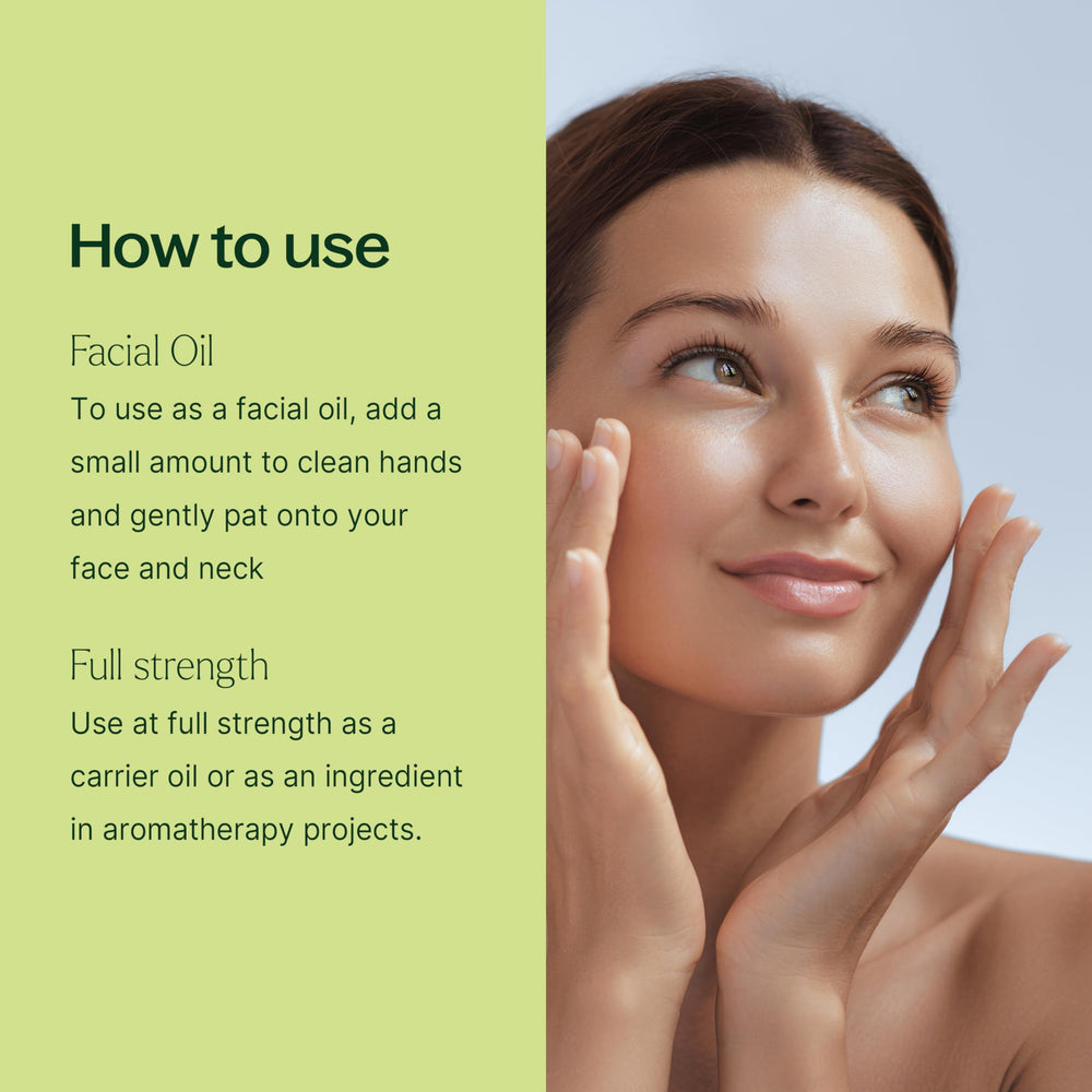 Ingredients include sesame seed, organic sunflower, camellia seed, rosehip, organic argan oils and vitamin E