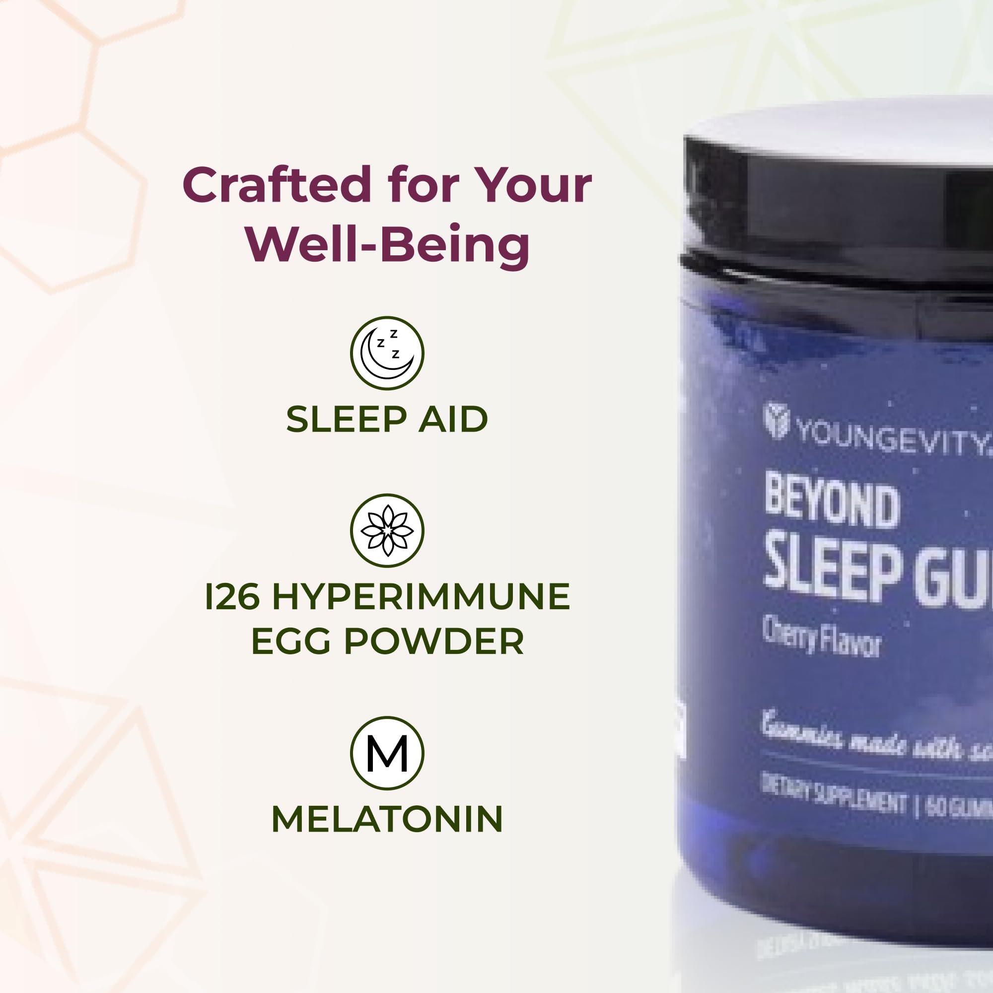 Lifestyle scene with bottle of Beyond Sleep Gummies on a nightstand