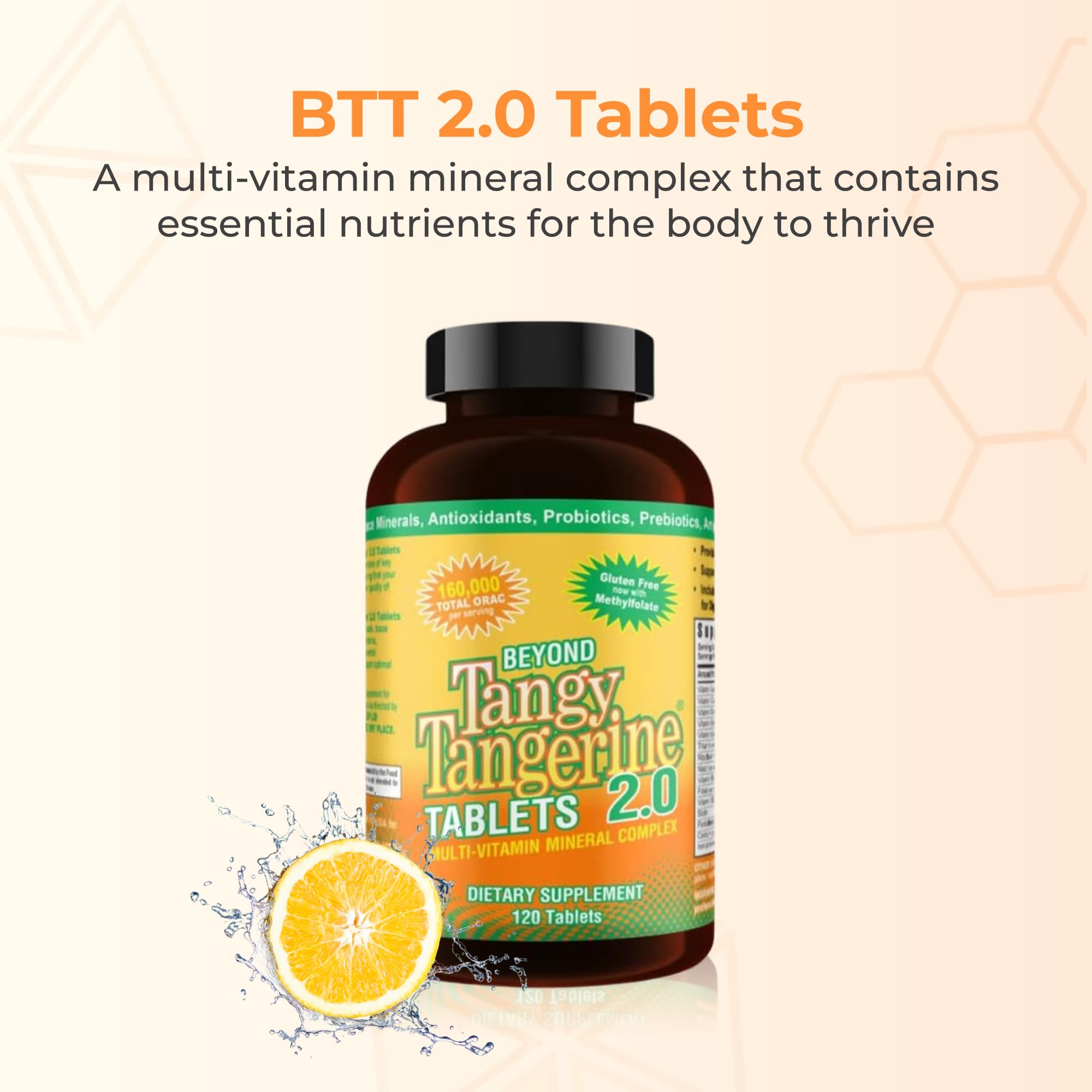 Nutrition facts label for Tangy Tangerine 2.0
