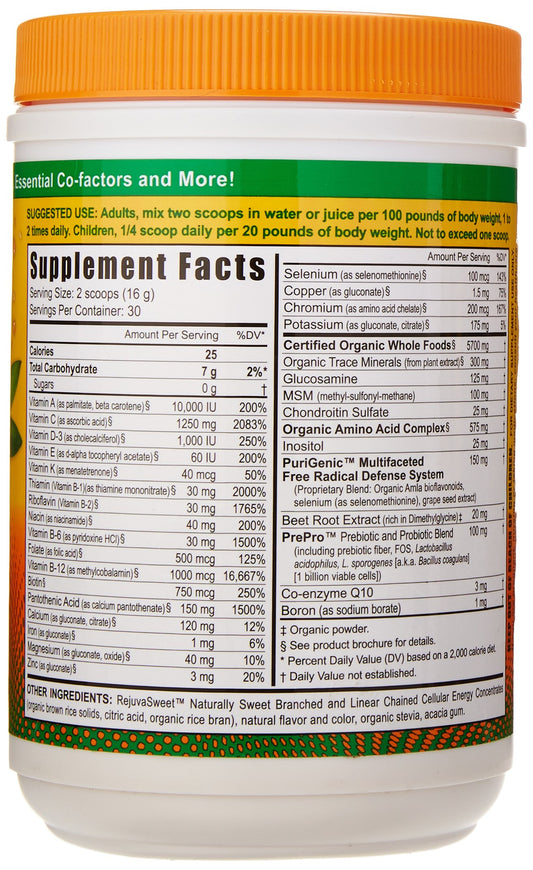 Close-up of Citrus Peach Fusion bottle label with ORAC 8000