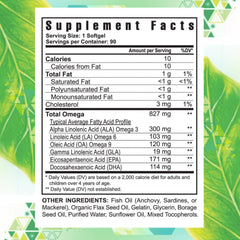 Back view showing supplement facts for Youngevity EFA Plus 90-4 Pack