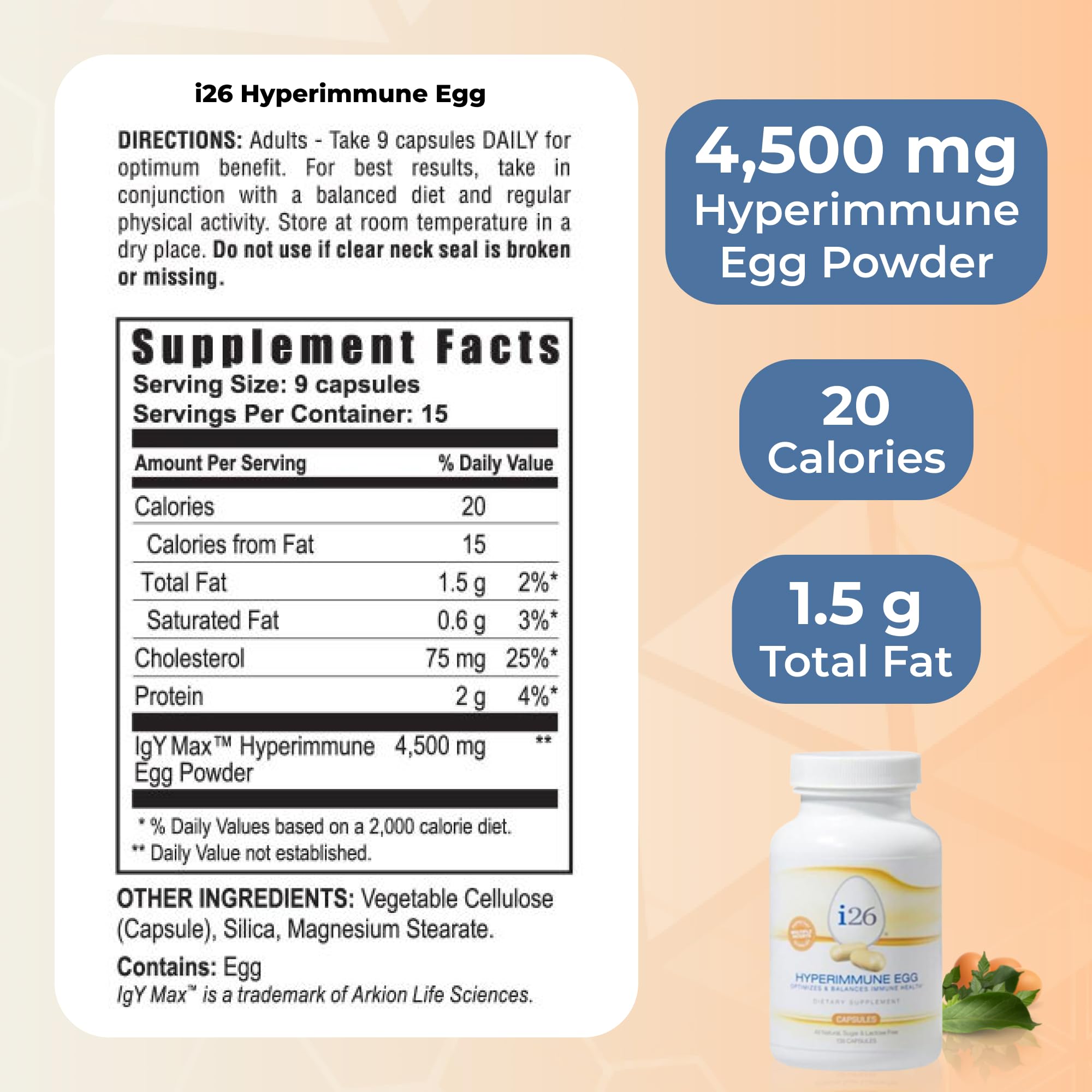 Close-up of a single i26 Hyperimmune Egg Capsule