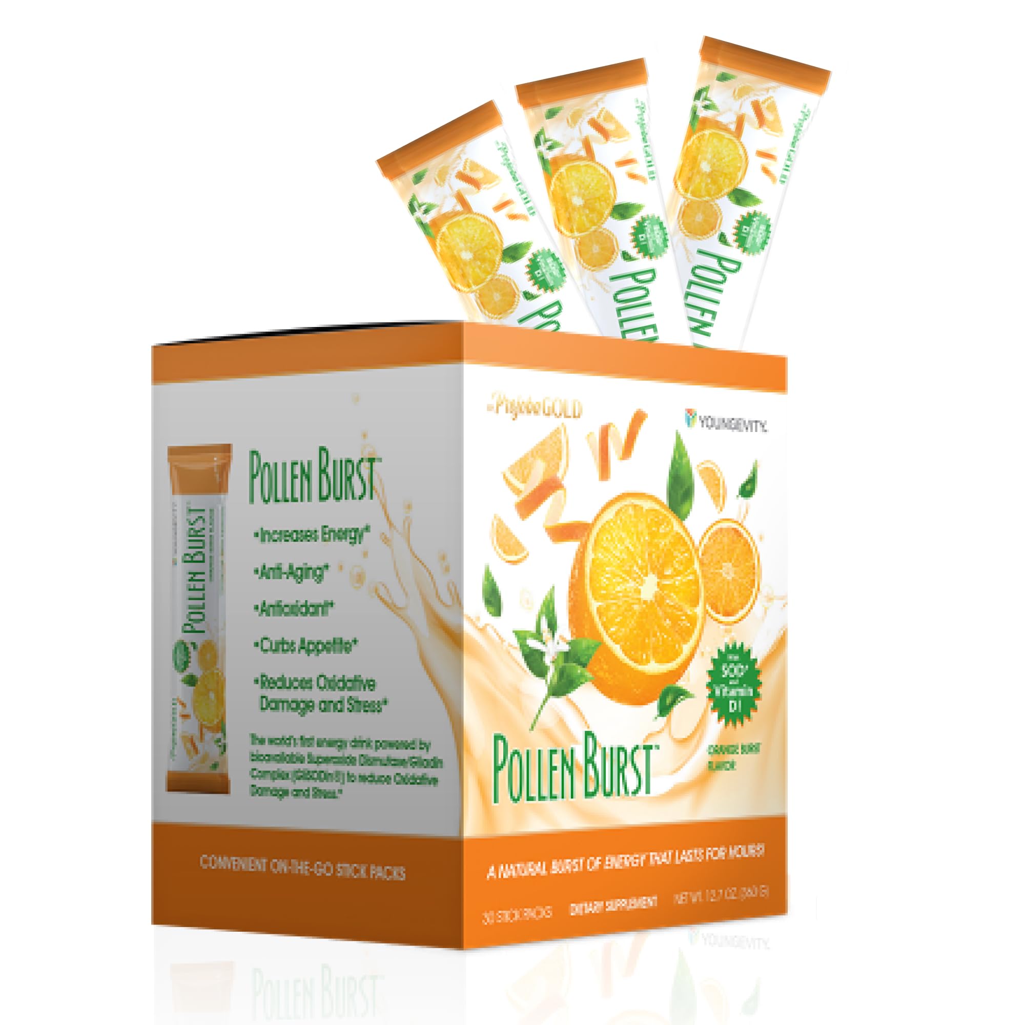 Front label of Youngevity ProJoba Pollen Burst 30 sticks