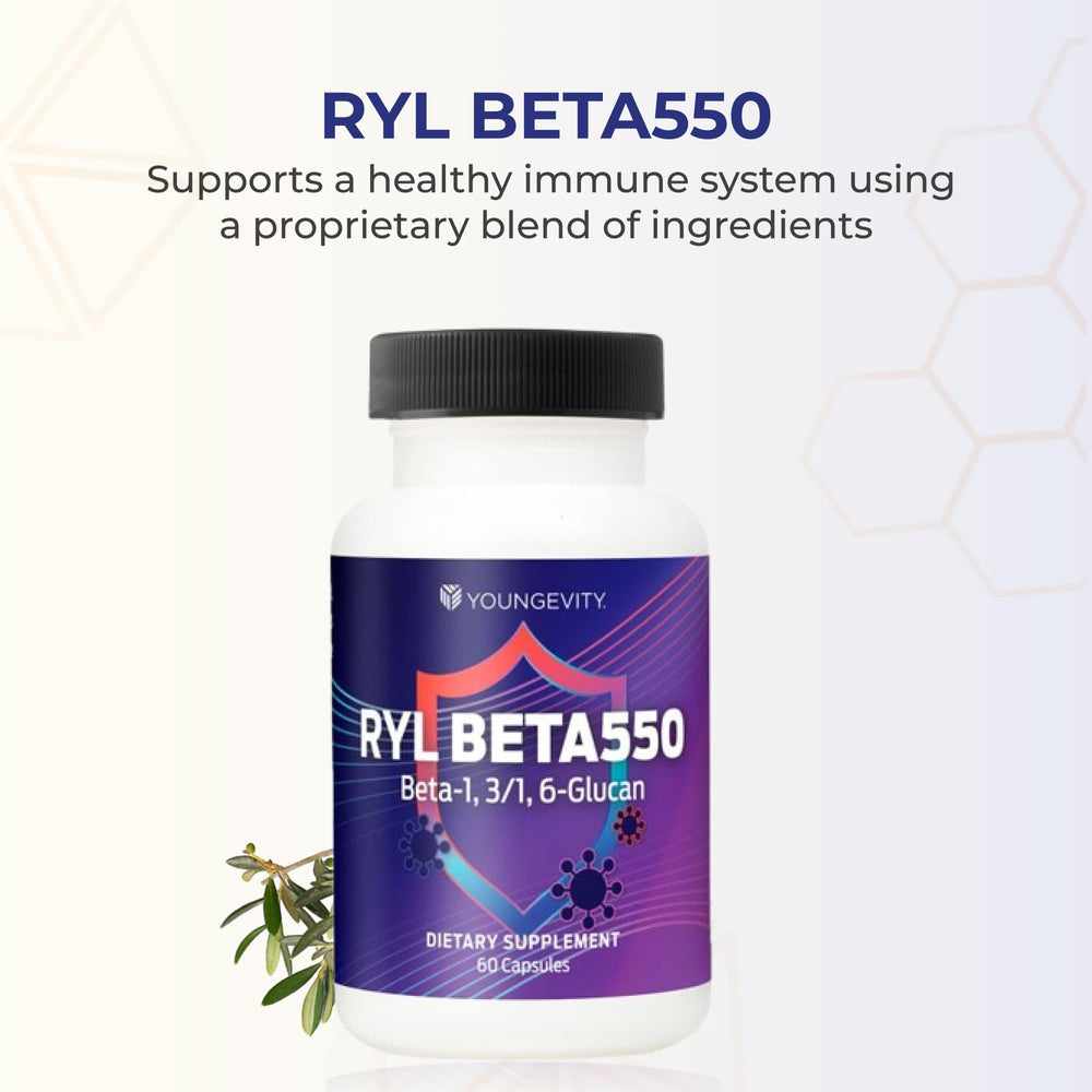 Close-up of Beta-1,3/1,6-Glucan label on Youngevity RYL Beta550