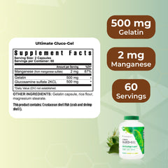 Youngevity Ultimate Gluco-Gel label emphasizes manganese for bone health.