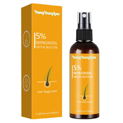 YoungGlove minoxidil biotin bottle pour showing precise dosing
