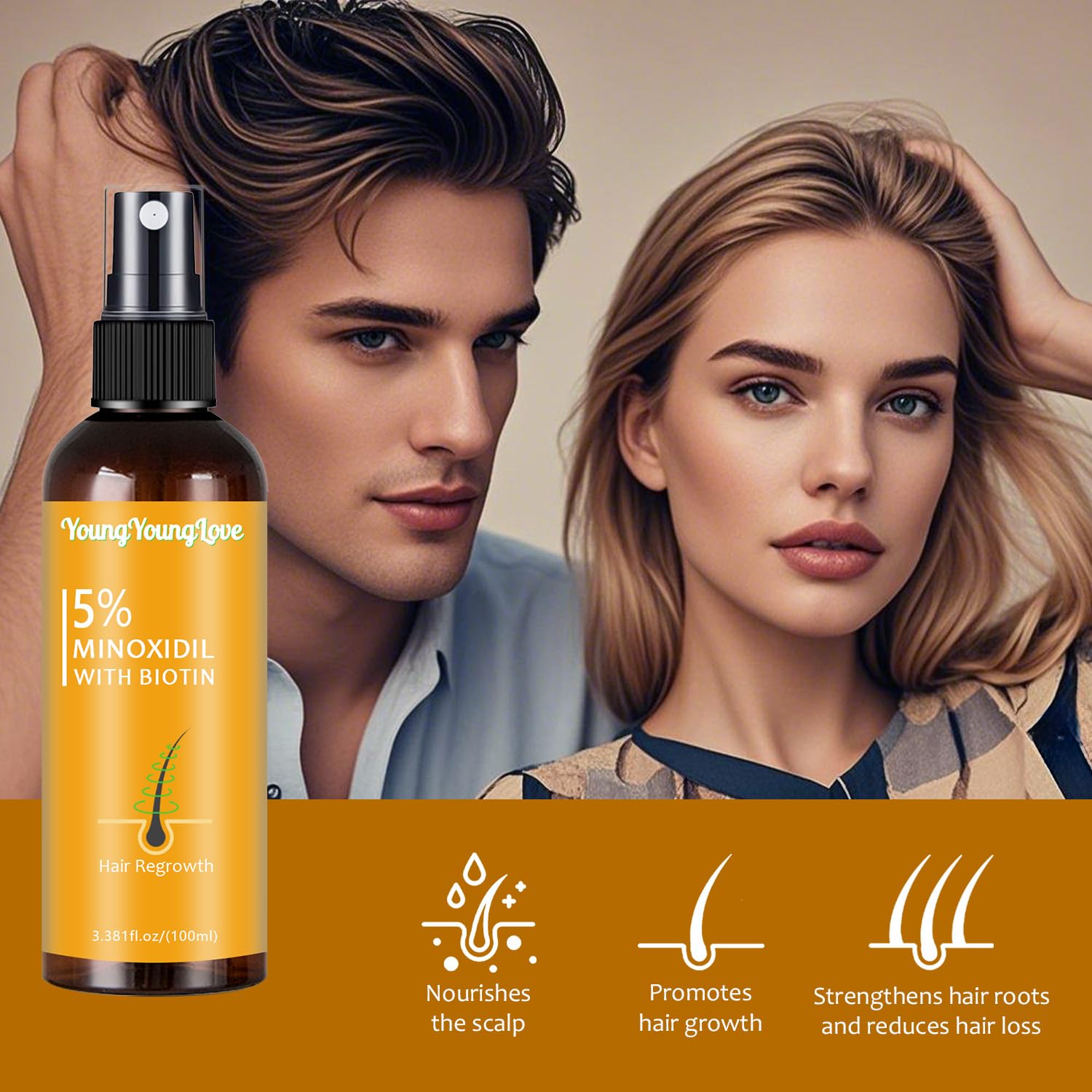 YoungGlove minoxidil biotin scalp application on thinning areas