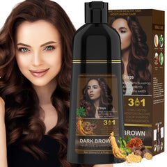 Youpiel Hair Dye Shampoo bottle on bathroom shelf offers easy at-home gray coverage