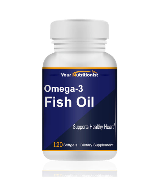 Your Nutritionist Omega-3 Fish Oil 1000mg bottle with 120 softgels