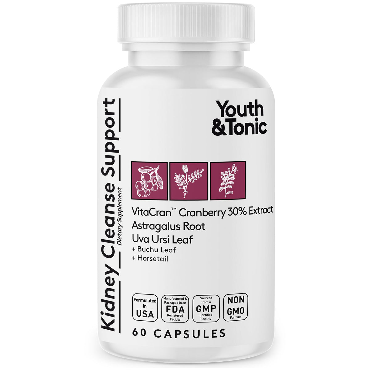 Youth & Tonic Kidney Cleanse Detox bottle - 60 capsules