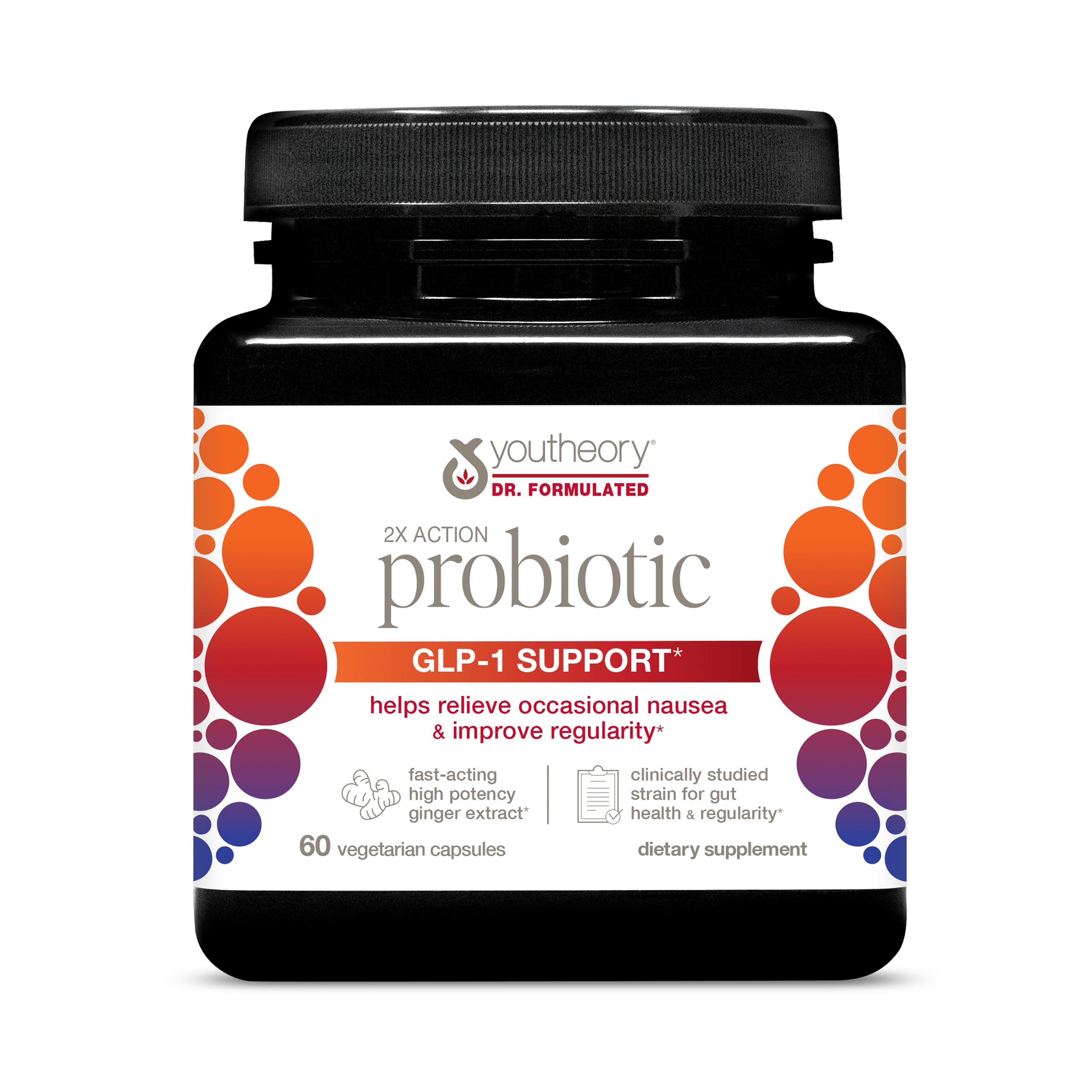 Youtheory 2X Action Probiotic GLP-1 digestive health visualization