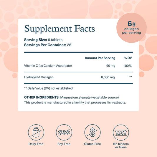 Close up of hydrolyzed collagen peptides with vitamin C