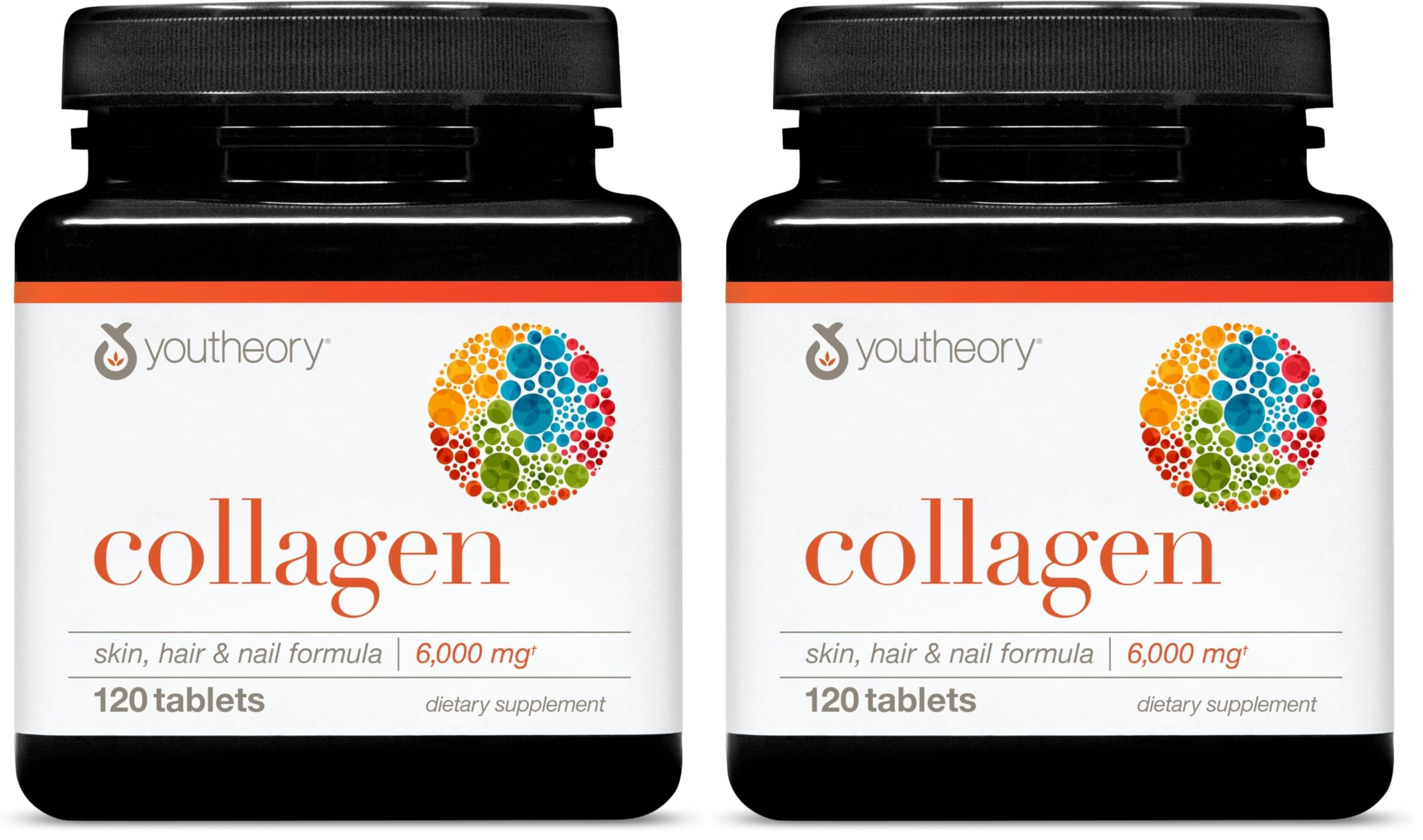 Youtheory Advanced Collagen bottle with Vitamin C, 6,000 mg per bottle, pack of 2