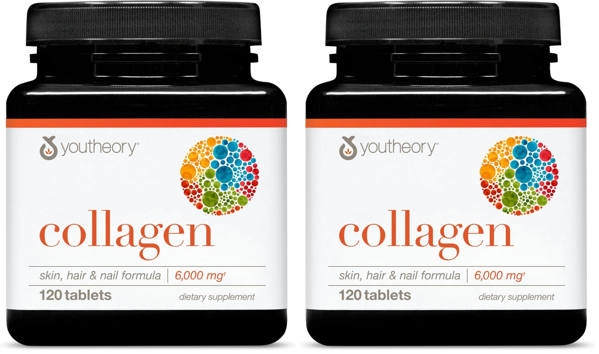 Youtheory Advanced Collagen bottle with Vitamin C, 6,000 mg per bottle, pack of 2