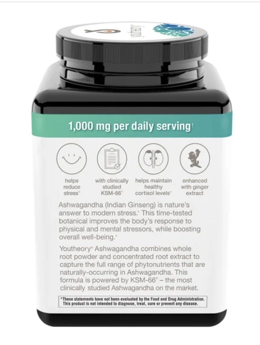 Ginger extract included in Youtheory Ashwagandha 1000mg with KSM-66