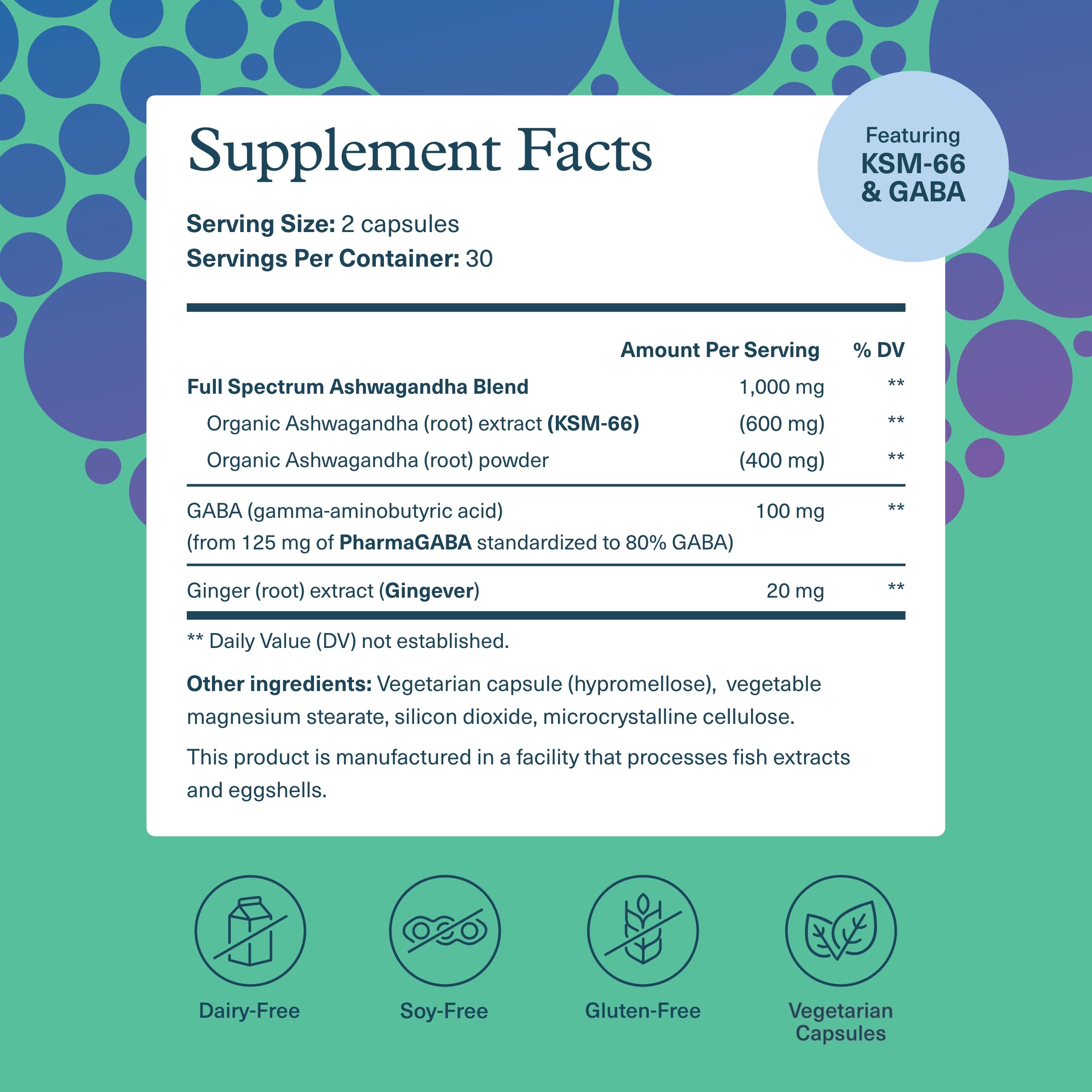 Product label for Youtheory Ashwagandha + GABA