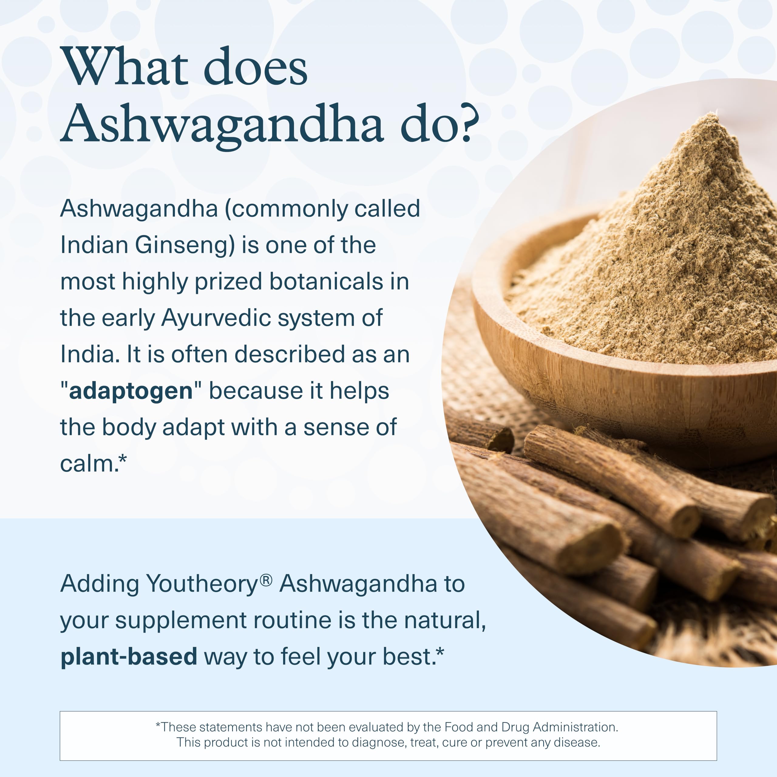 Supplement facts panel for Youtheory Ashwagandha