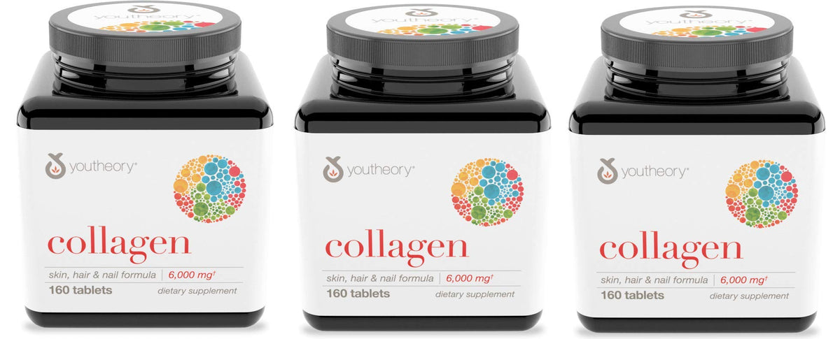 Youtheory Collagen Advanced Formula Types 1, 2 & 3 – 160 Tablets (3-Pack)