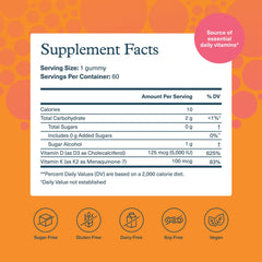 Back label of Youtheory K2D3 Peach Gummies pack