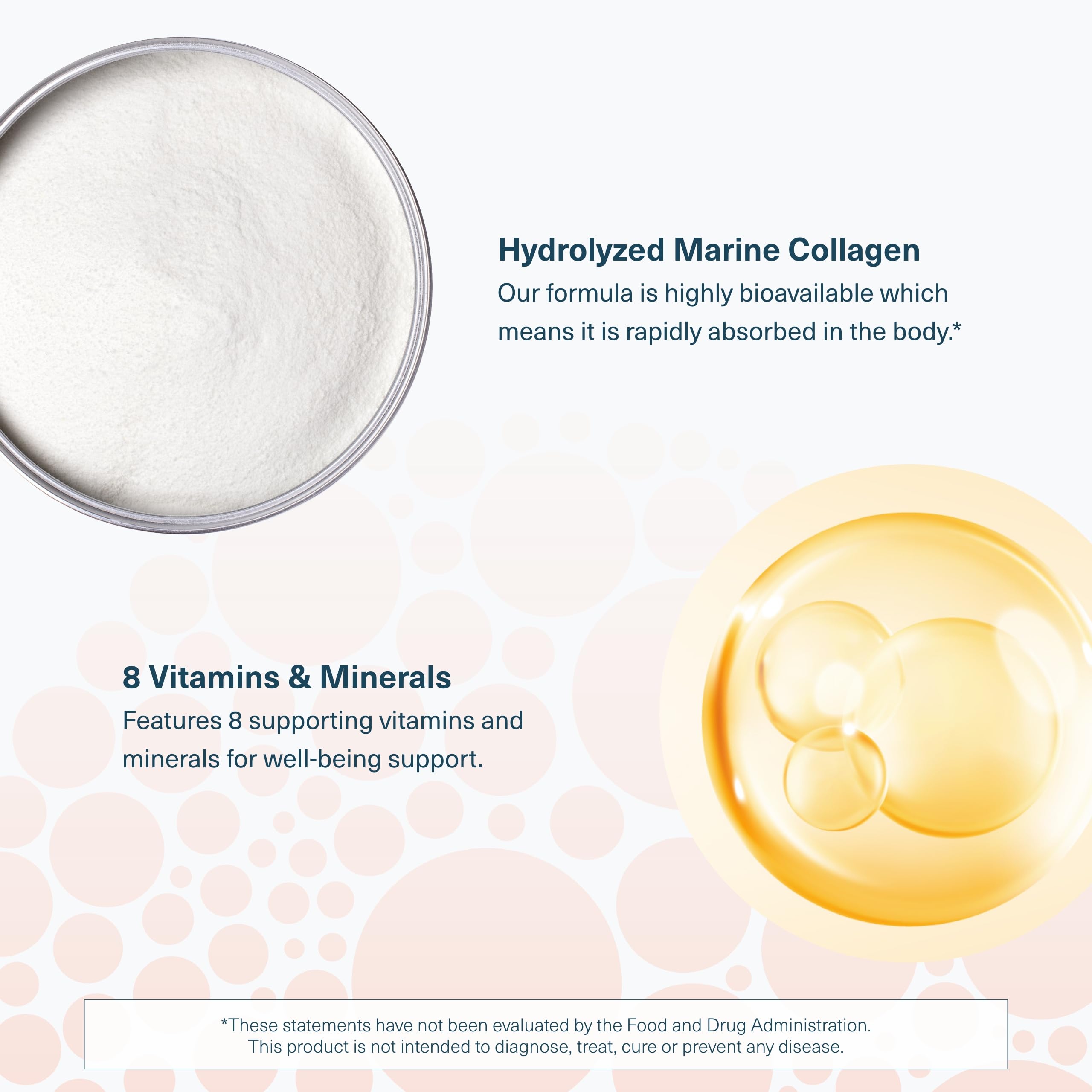 Supplement facts panel for marine collagen