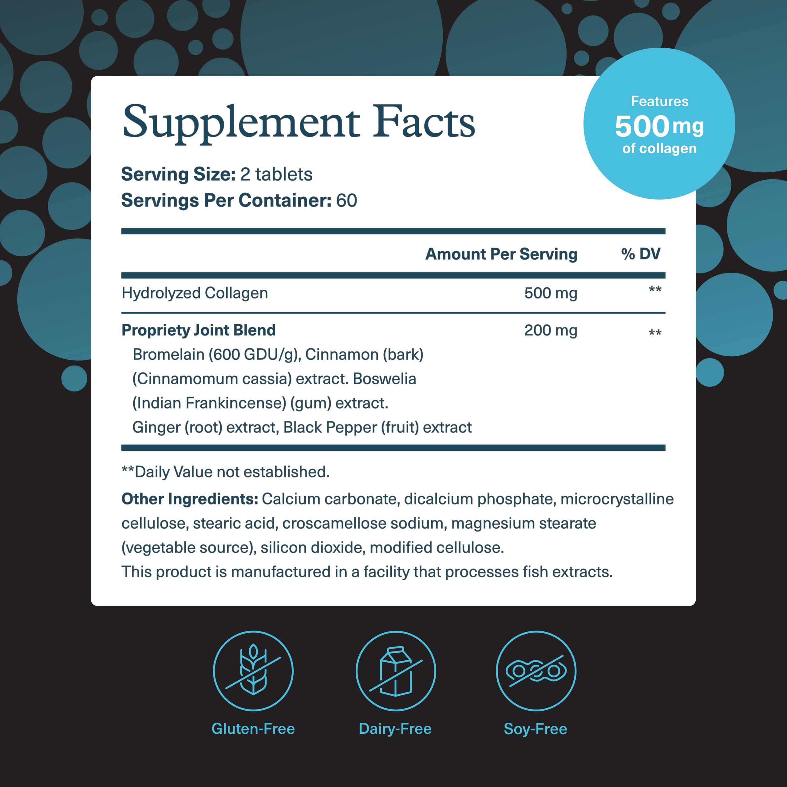 Back of bottle showing supplement facts