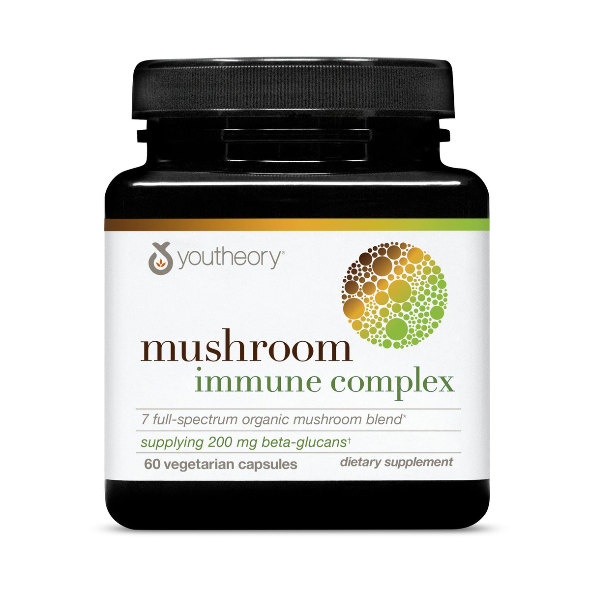 Front label of Youtheory Mushroom Immune Complex bottle