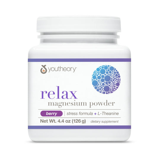 Front view of Youtheory Relax Magnesium Powder Berry 4.4 oz
