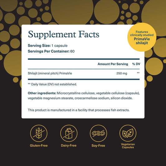 Bottle of Youtheory Shilajit 250mg capsules