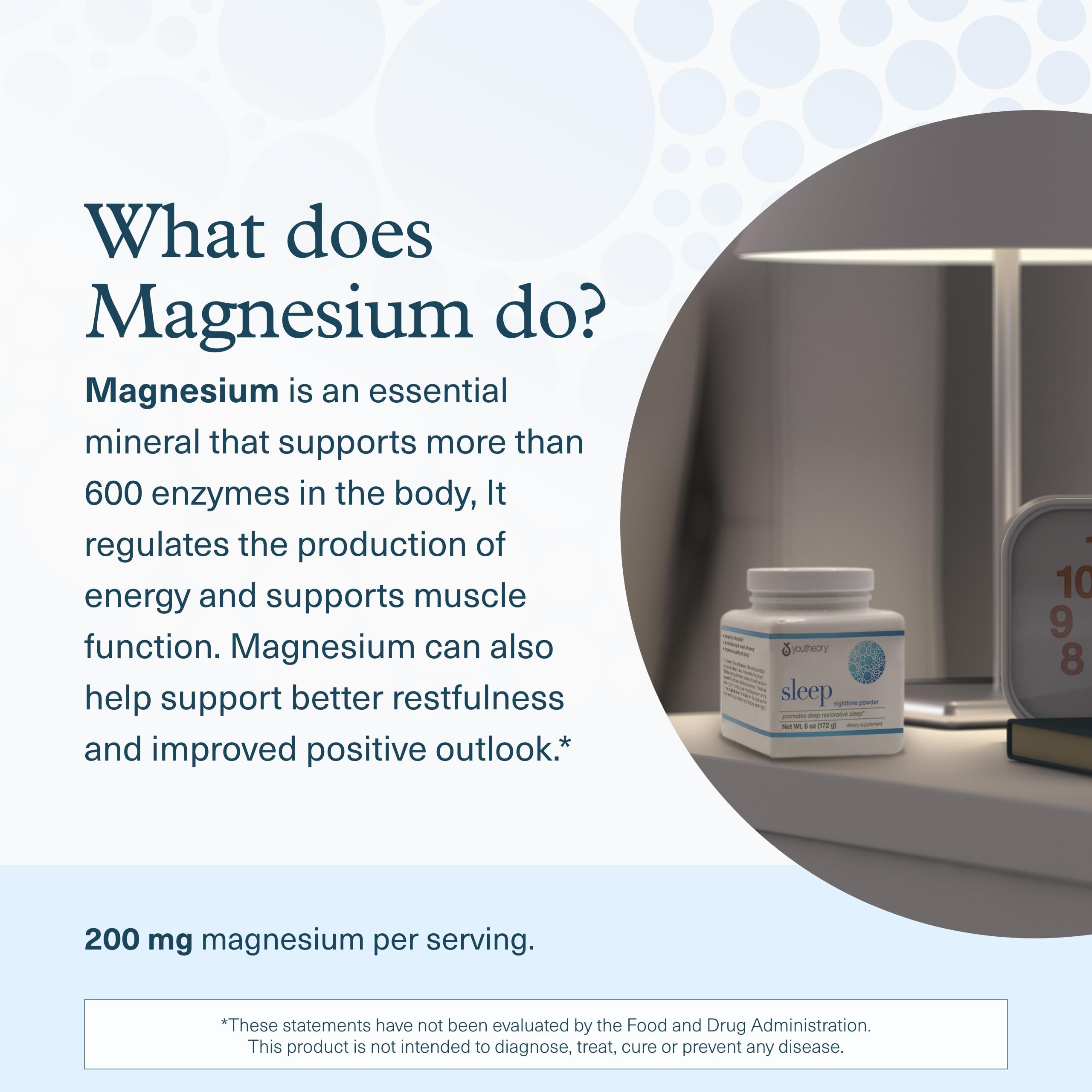 Ingredient panel on Youtheory Sleep Nighttime Powder box