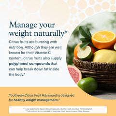 Capsules alongside citrus imagery and polyphenol concept