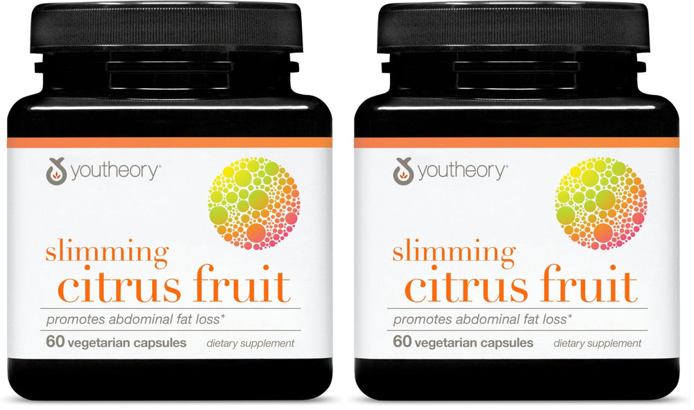 Bottle of Youtheory Slimming Citrus Fruit with 2 x 60 vegan capsules
