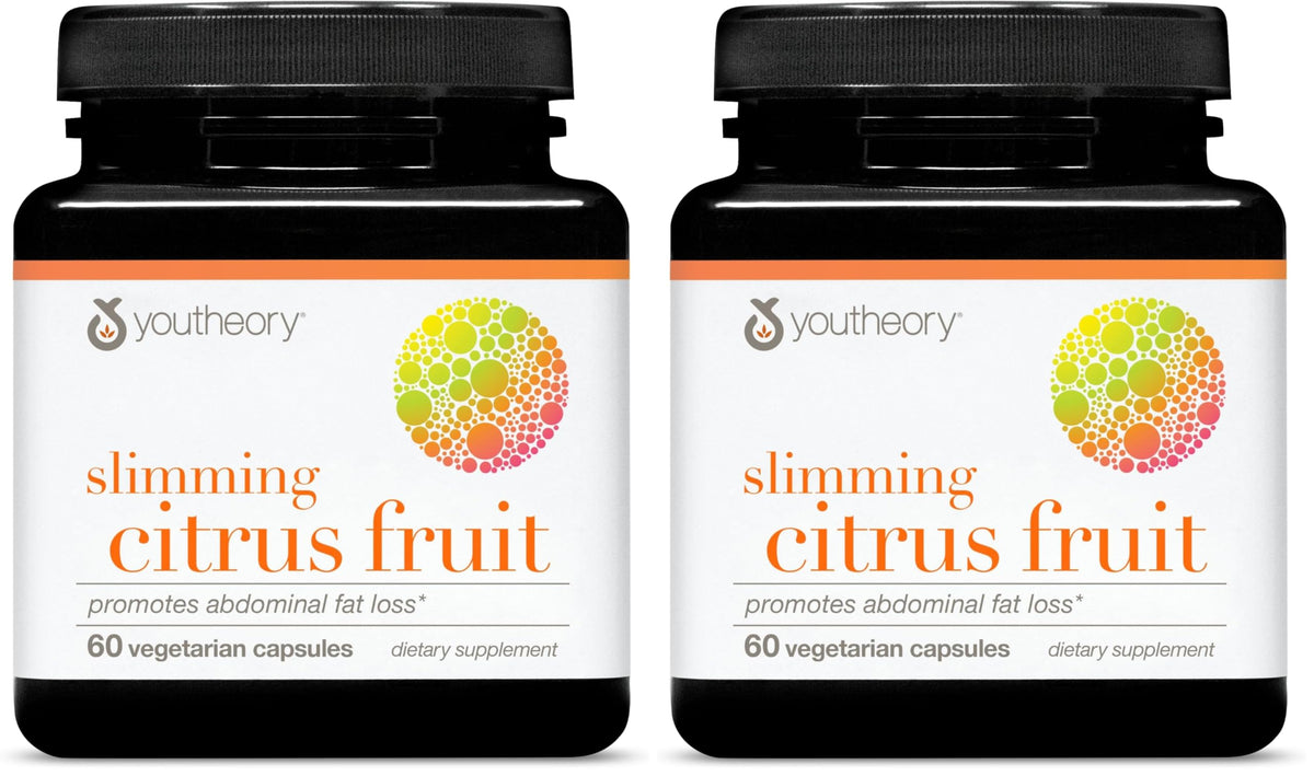 Bottle of Youtheory Slimming Citrus Fruit with 2 x 60 vegan capsules