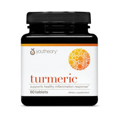 Youtheory Turmeric 450 mg bottle on white background