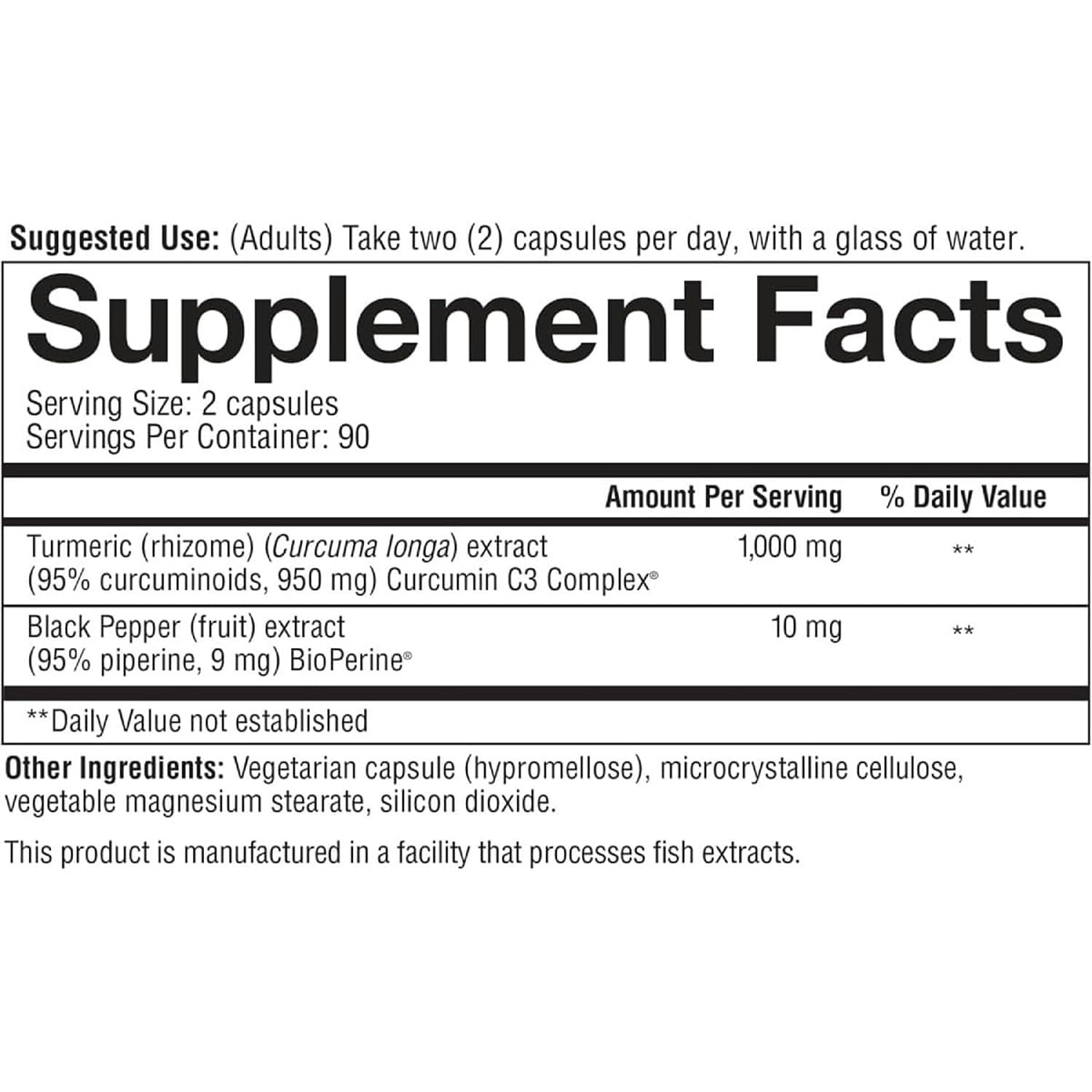 Black pepper/piperine ingredient for improved bioavailability