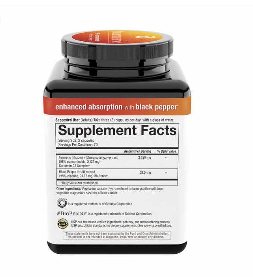 Close-up of turmeric curcumin with Black Pepper BioPerine (Curcumin C3 Complex 95%)