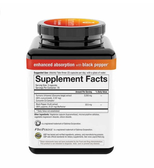 Close-up of turmeric curcumin with Black Pepper BioPerine (Curcumin C3 Complex 95%)