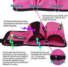 Large front pockets and bottle capacity view on Rose Red bag