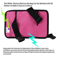 Hidden pocket and mesh pocket detail of the Rose Red massage bag