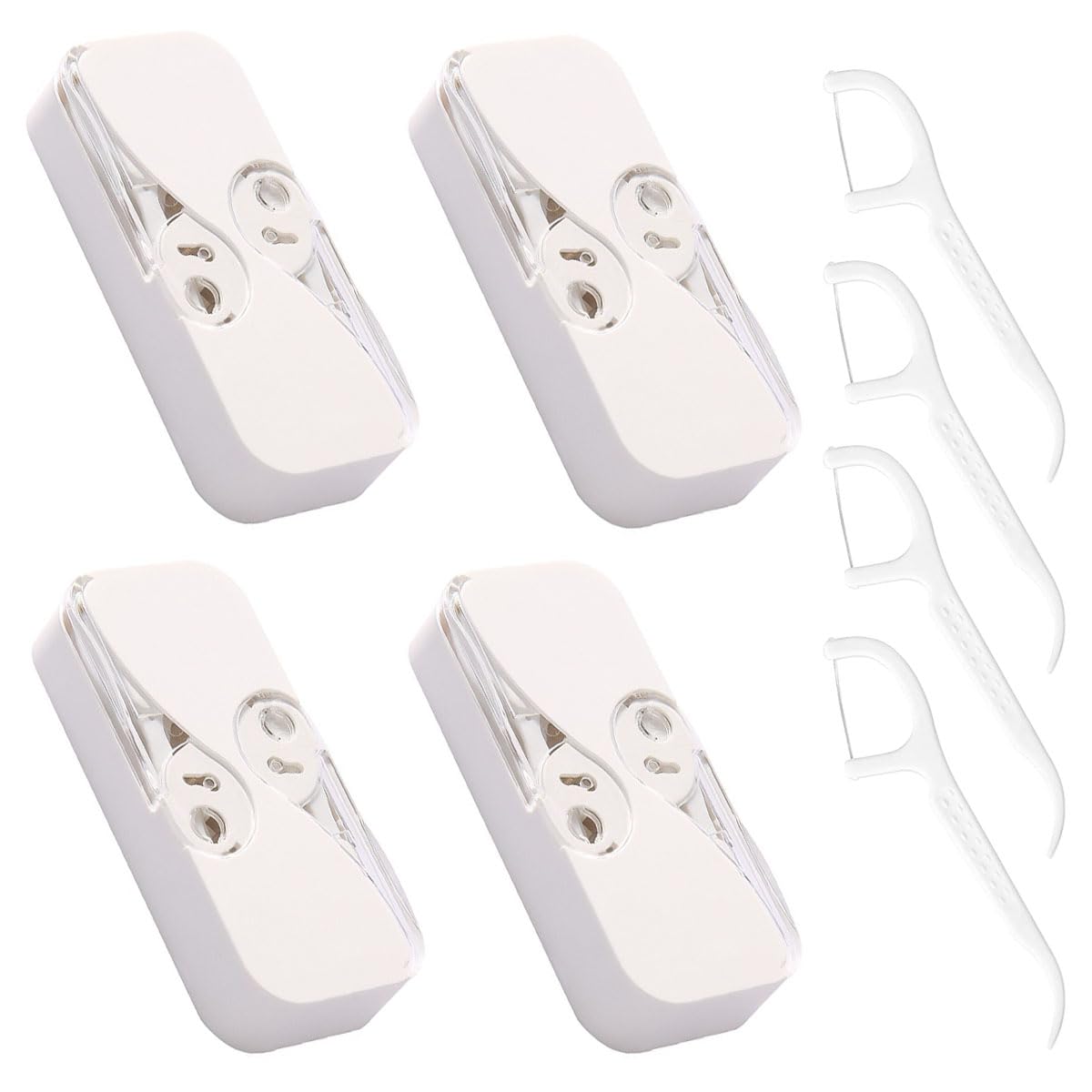 YRAKOZIN 4-Pack Portable Floss Dispenser White - Front View
