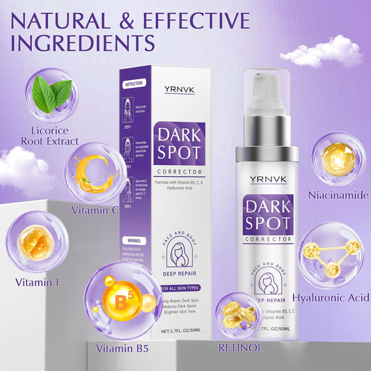 YRNVK serum dropper targeting dark spots with retinol and vitamin C