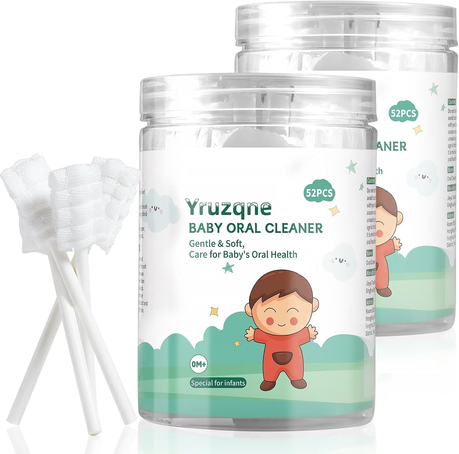 Yruzqne 104Pcs Baby Tongue Cleaner packaging box