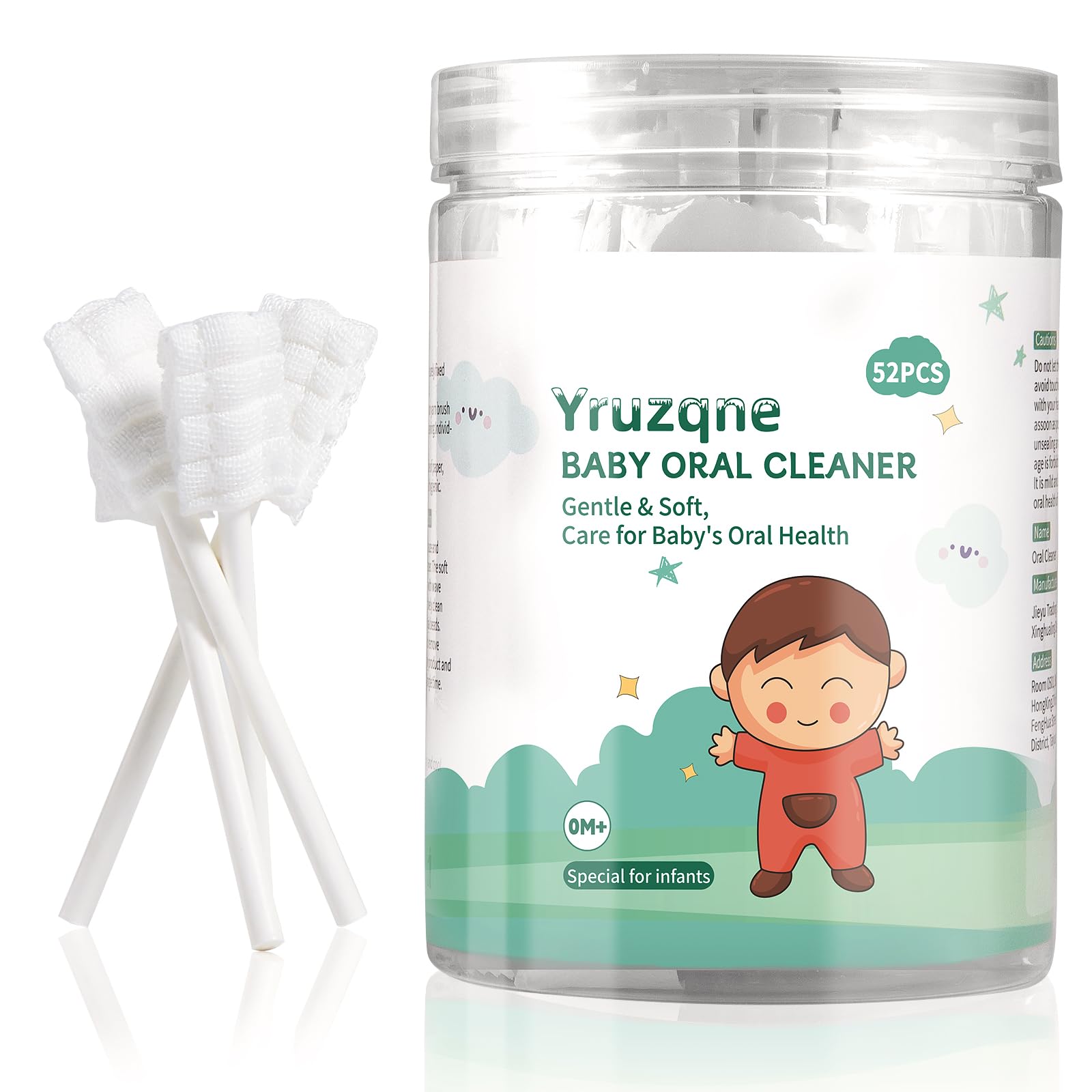 Yruzqne 52-Pcs Baby Tongue Cleaner and Disposable Baby Toothbrush in a case