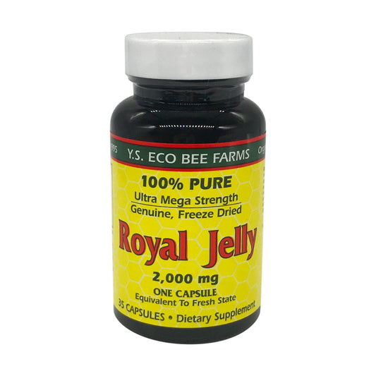 Bottle label of YS BEE Farms Pure Royal Jelly Capsules