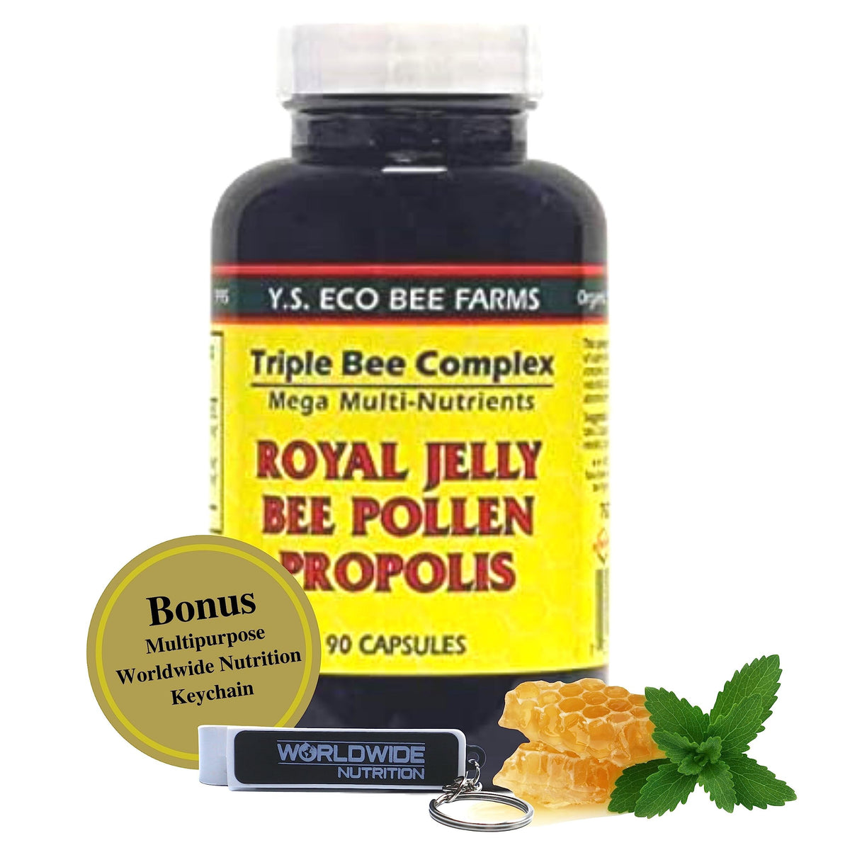 YS Organics Triple Bee Complex capsules with royal jelly, bee pollen and propolis