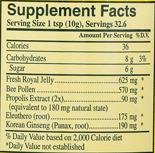 Ingredients including bee pollen and propolis