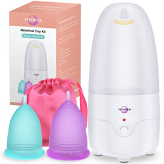 YTYOMUR menstrual cup steamer front view shows compact home-use design