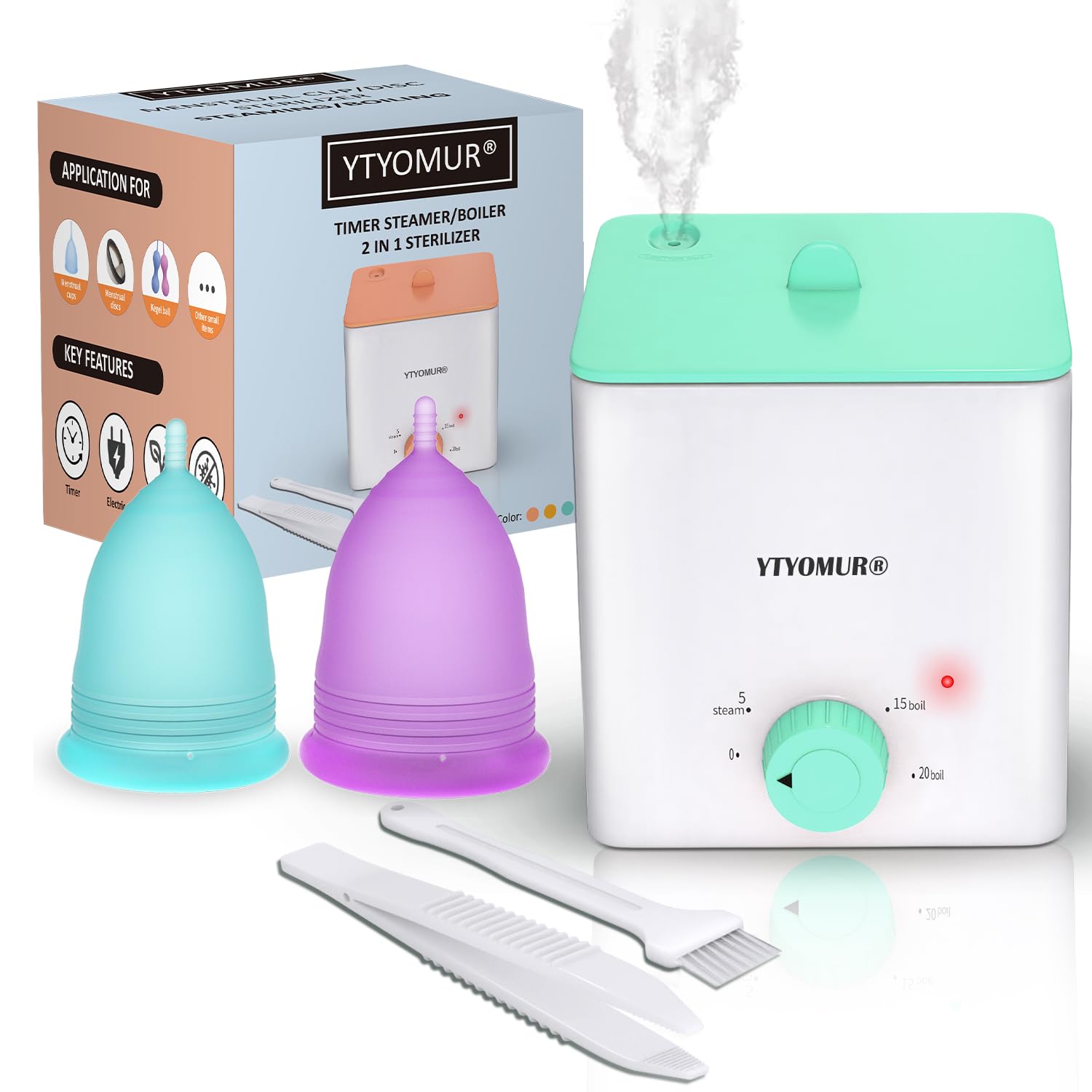YTYOMUR menstrual cups sterilizer enables quick steam cleaning for confident reuse.